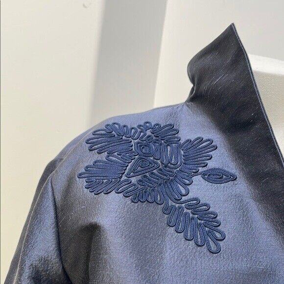 Linda Allard By Ellen Tracy Navy Women's Silk Jacket & Skirt Set Size 12/14 - Picture 10 of 16